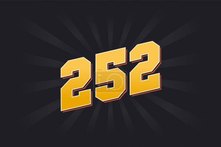 Illustration for Number 252 vector font alphabet. Yellow 252 number with black background - Royalty Free Image