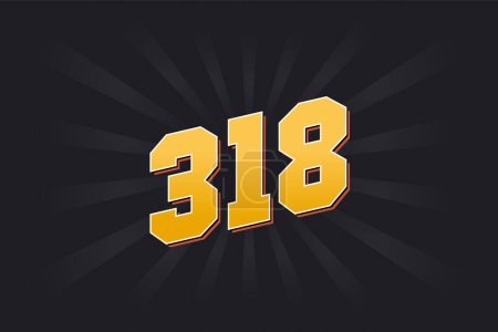 Illustration for Number 318 vector font alphabet. Yellow 318 number with black background - Royalty Free Image