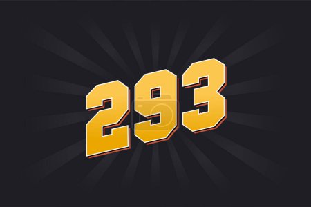Illustration for Number 293 vector font alphabet. Yellow 293 number with black background - Royalty Free Image