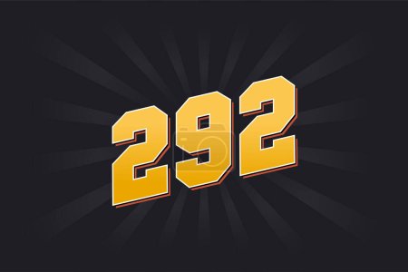 Illustration for Number 292 vector font alphabet. Yellow 292 number with black background - Royalty Free Image