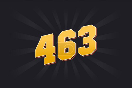 Illustration for Number 463 vector font alphabet. Yellow 463 number with black background - Royalty Free Image