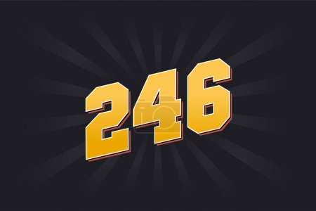 Illustration for Number 246 vector font alphabet. Yellow 246 number with black background - Royalty Free Image