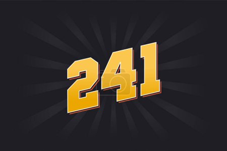 Illustration for Number 241 vector font alphabet. Yellow 241 number with black background - Royalty Free Image