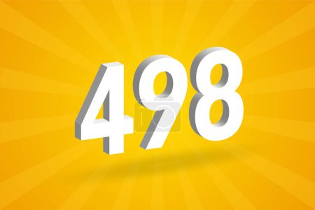 Ilustración de Alfabeto fuente 3D 498 número. Blanco 3D Número 498 con fondo amarillo - Imagen libre de derechos