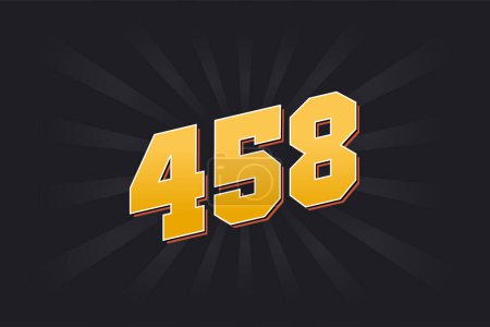 Illustration for Number 458 vector font alphabet. Yellow 458 number with black background - Royalty Free Image