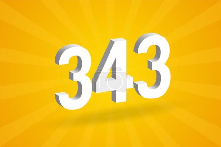 Ilustración de Alfabeto de fuente numérica 3D 343. Blanco 3D Número 343 con fondo amarillo - Imagen libre de derechos
