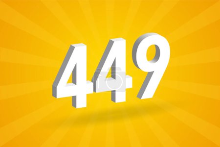Ilustración de Alfabeto fuente 3D 449 número. Blanco 3D Número 449 con fondo amarillo - Imagen libre de derechos