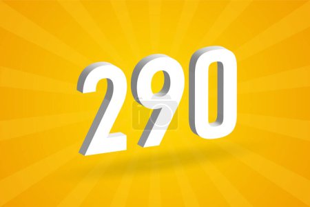 Téléchargez les illustrations : Alphabet de police 3D 290 number. Blanc 3D Nombre 290 avec fond jaune - en licence libre de droit