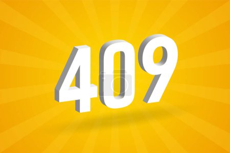 Ilustración de Alfabeto fuente 3D 409 número. Blanco 3D Número 409 con fondo amarillo - Imagen libre de derechos