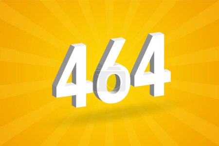 Téléchargez les illustrations : Alphabet de police 3D 464 number. Blanc numéro 3D 464 avec fond jaune - en licence libre de droit