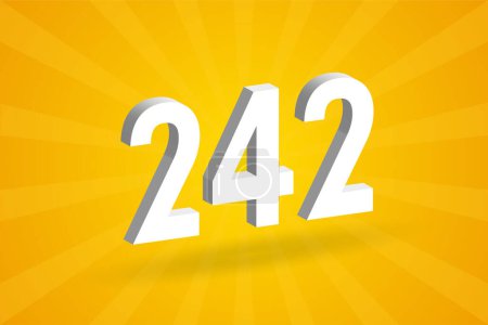 Ilustración de Alfabeto fuente 3D 242 número. Blanco 3D Número 242 con fondo amarillo - Imagen libre de derechos
