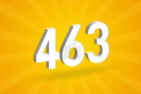 Illustration for 3D 463 number font alphabet. White 3D Number 463 with yellow background - Royalty Free Image