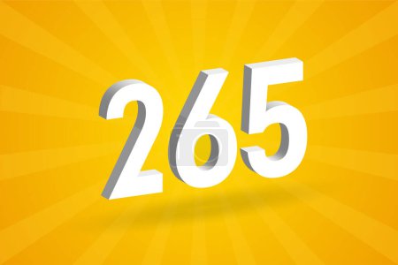 Ilustración de Alfabeto fuente 3D 265 número. Blanco 3D Número 265 con fondo amarillo - Imagen libre de derechos
