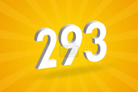 Illustration for 3D 293 number font alphabet. White 3D Number 293 with yellow background - Royalty Free Image