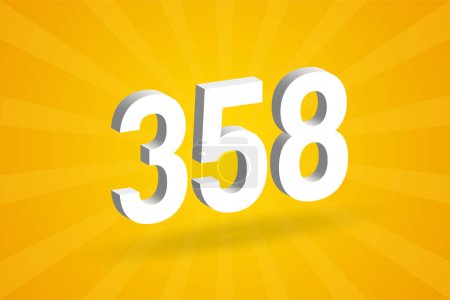 Ilustración de Alfabeto fuente 3D 358 número. Blanco 3D Número 358 con fondo amarillo - Imagen libre de derechos