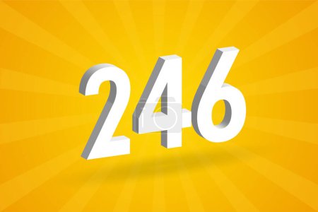 Illustration for 3D 246 number font alphabet. White 3D Number 246 with yellow background - Royalty Free Image