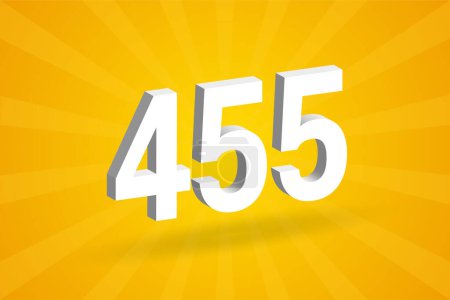 Ilustración de Alfabeto fuente 3D 455 número. Blanco 3D Número 455 con fondo amarillo - Imagen libre de derechos