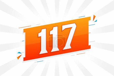 117 número vector fuente alfabeto. Número 117 con vector de stock elemento decorativo