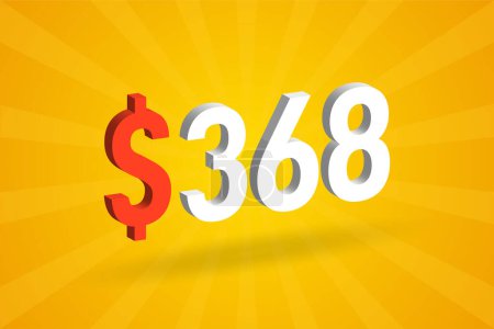 Téléchargez les illustrations : 368 USD symbole texte 3D. 368 Etats-Unis Dollar 3D avec fond jaune American Money vecteur de stock - en licence libre de droit