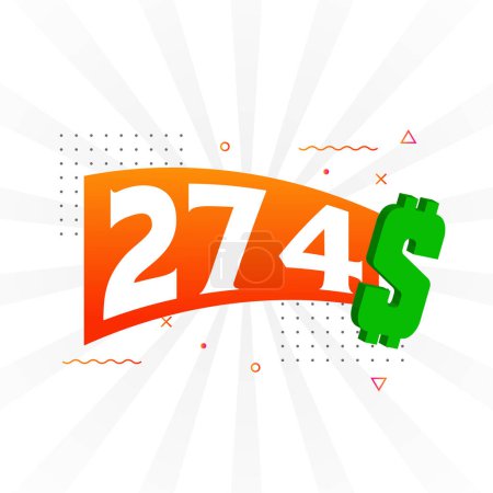 Illustration for 274 Dollar currency vector text symbol. 274 USD United States Dollar American Money stock vector - Royalty Free Image