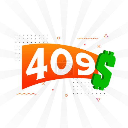 Ilustración de 409 Dólar símbolo de texto vector de moneda. 409 USD Dólar de los Estados Unidos American Money vector de acciones - Imagen libre de derechos