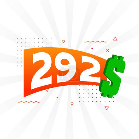 Illustration for 292 Dollar currency vector text symbol. 292 USD United States Dollar American Money stock vector - Royalty Free Image
