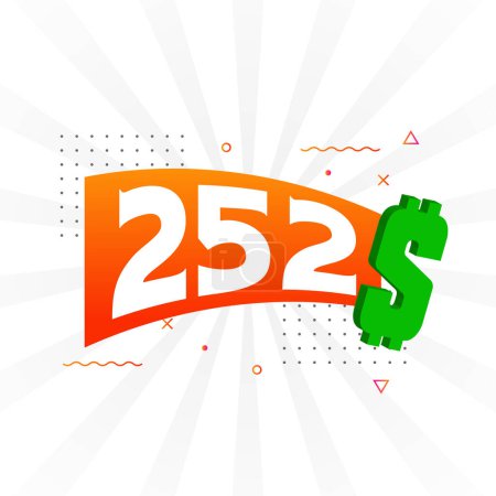 Illustration for 252 Dollar currency vector text symbol. 252 USD United States Dollar American Money stock vector - Royalty Free Image
