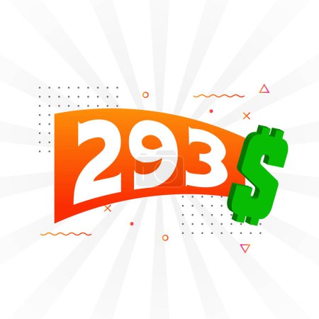 Illustration for 293 Dollar currency vector text symbol. 293 USD United States Dollar American Money stock vector - Royalty Free Image
