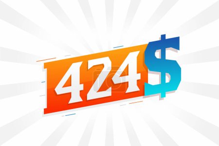 Illustration for 424 Dollar currency vector text symbol. 424 USD United States Dollar American Money stock vector - Royalty Free Image