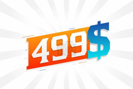 Illustration for 499 Dollar currency vector text symbol. 499 USD United States Dollar American Money stock vector - Royalty Free Image