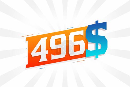 Illustration for 496 Dollar currency vector text symbol. 496 USD United States Dollar American Money stock vector - Royalty Free Image