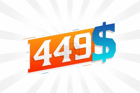 Ilustración de 449 Dólar símbolo de texto vector de moneda. 449 USD Dólar de los Estados Unidos American Money vector de acciones - Imagen libre de derechos