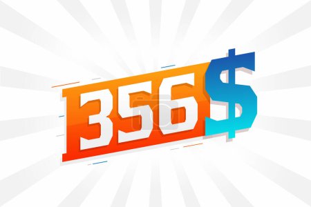 Illustration for 356 Dollar currency vector text symbol. 356 USD United States Dollar American Money stock vector - Royalty Free Image