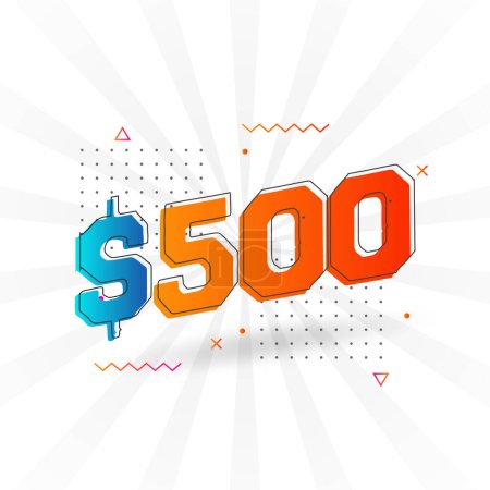 500 Dollar currency vector text symbol. 500 USD United States Dollar American Money stock vector