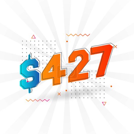 Illustration for 427 Dollar currency vector text symbol. 427 USD United States Dollar American Money stock vector - Royalty Free Image