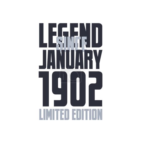 Ilustración de Leyenda Desde enero 1902 Cumpleaños celebración cita tipografía camiseta diseño - Imagen libre de derechos