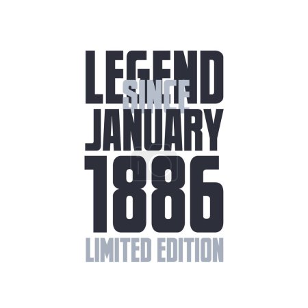 Ilustración de Leyenda Desde enero de 1886 Cumpleaños celebración cita tipografía camiseta diseño - Imagen libre de derechos