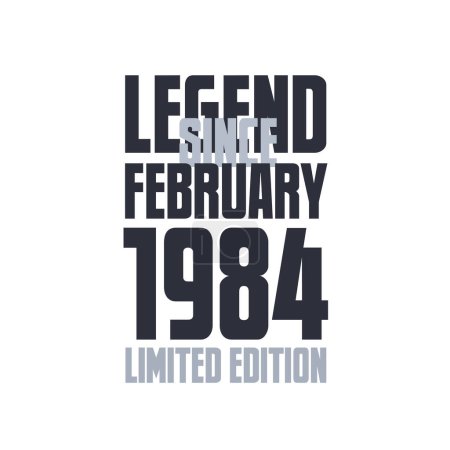 Ilustración de Leyenda Desde Febrero 1984 Cumpleaños celebración cita tipografía camiseta diseño - Imagen libre de derechos