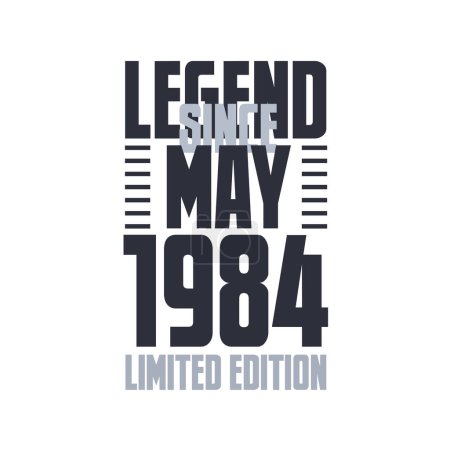 Ilustración de Leyenda Desde Mayo 1984 Cumpleaños celebración cita tipografía camiseta diseño - Imagen libre de derechos