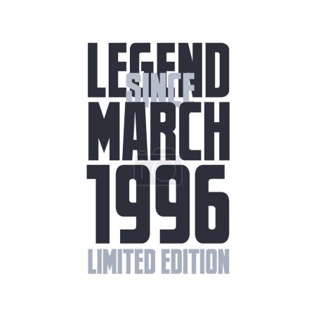 Téléchargez les illustrations : Légende depuis mars 1996 Anniversaire célébration citer typographie tshirt design - en licence libre de droit