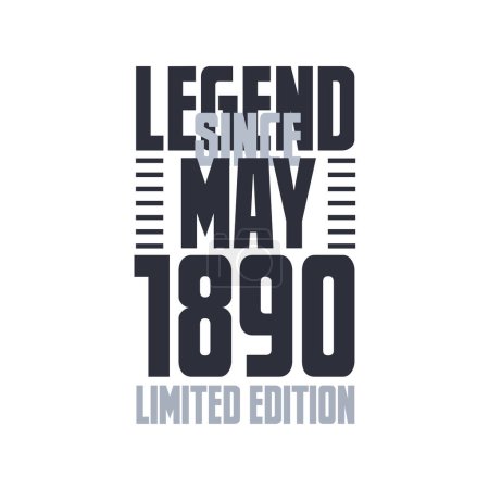 Ilustración de Leyenda Desde Mayo 1890 Cumpleaños celebración cita tipografía camiseta diseño - Imagen libre de derechos