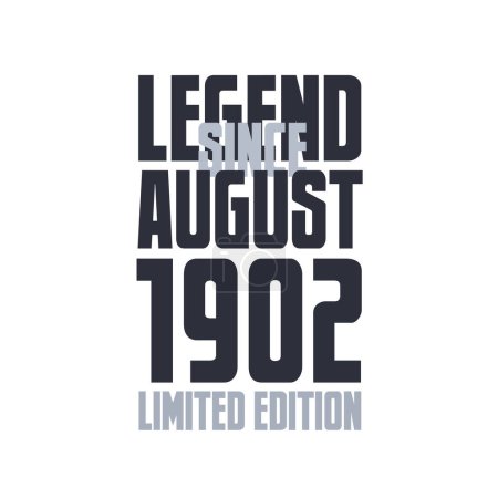 Ilustración de Leyenda Desde agosto 1902 Cumpleaños celebración cita tipografía camiseta diseño - Imagen libre de derechos