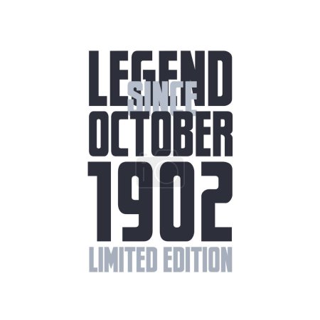 Ilustración de Leyenda Desde octubre 1902 Cumpleaños celebración cita tipografía camiseta diseño - Imagen libre de derechos