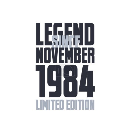 Ilustración de Leyenda Desde Noviembre 1984 Cumpleaños celebración cita tipografía camiseta diseño - Imagen libre de derechos