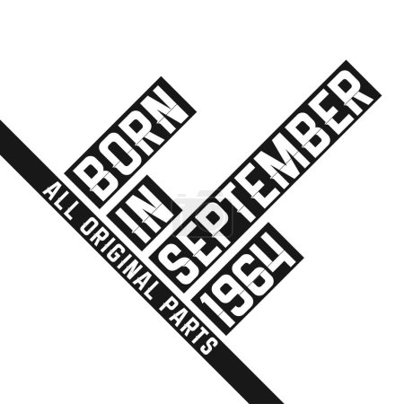 Illustration for Born in September 1964 Birthday quote design for those born in the year 1964 - Royalty Free Image