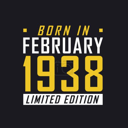 Illustration for Born in February 1938, Limited Edition. Limited Edition Tshirt for 1938 - Royalty Free Image