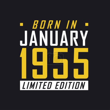 Illustration for Born in January 1955, Limited Edition. Limited Edition Tshirt for 1955 - Royalty Free Image