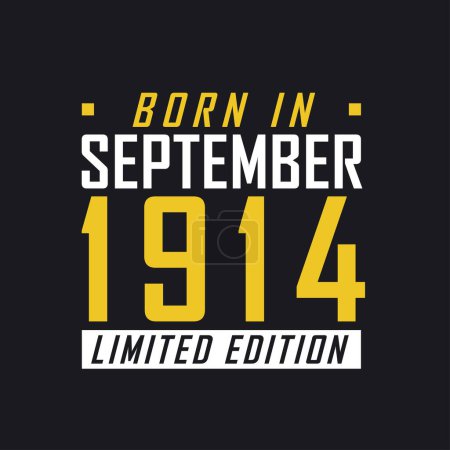 Illustration for Born in September 1914, Limited Edition. Limited Edition Tshirt for 1914 - Royalty Free Image