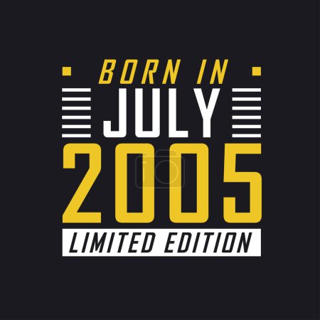 Illustration for Born in July 2005, Limited Edition. Limited Edition Tshirt for 2005 - Royalty Free Image