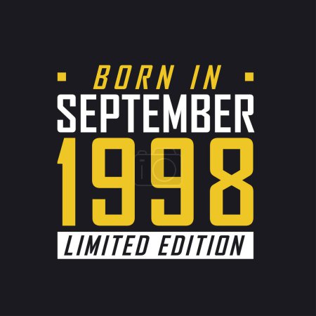 Illustration for Born in September 1998, Limited Edition. Limited Edition Tshirt for 1998 - Royalty Free Image
